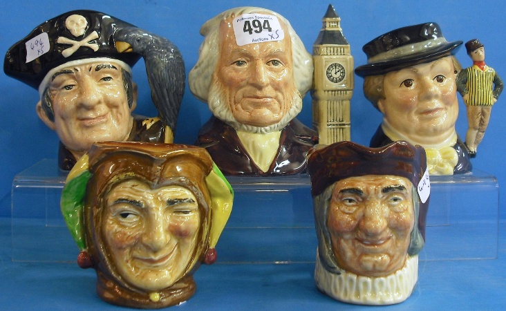 Appraisal: Royal Doulton Small Chracter Jugs Jester D Long John Silver