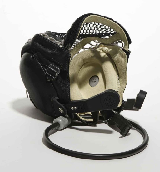 Appraisal: Russian Space Suit Communications Helmet A black leather helmet with