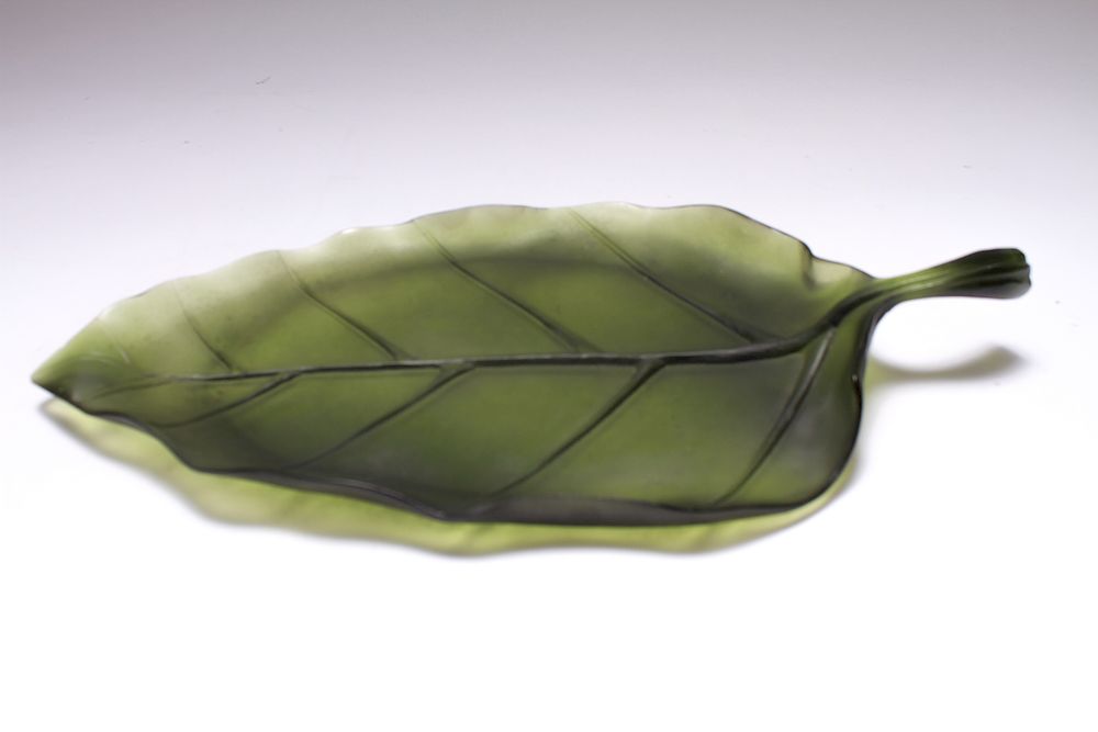 Appraisal: Daum France Art Glass Pate de Verre Leaf Platter Daum