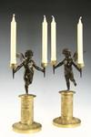 Appraisal: CANDELABRA - Pair of restoration ormolu and patinated bronze two