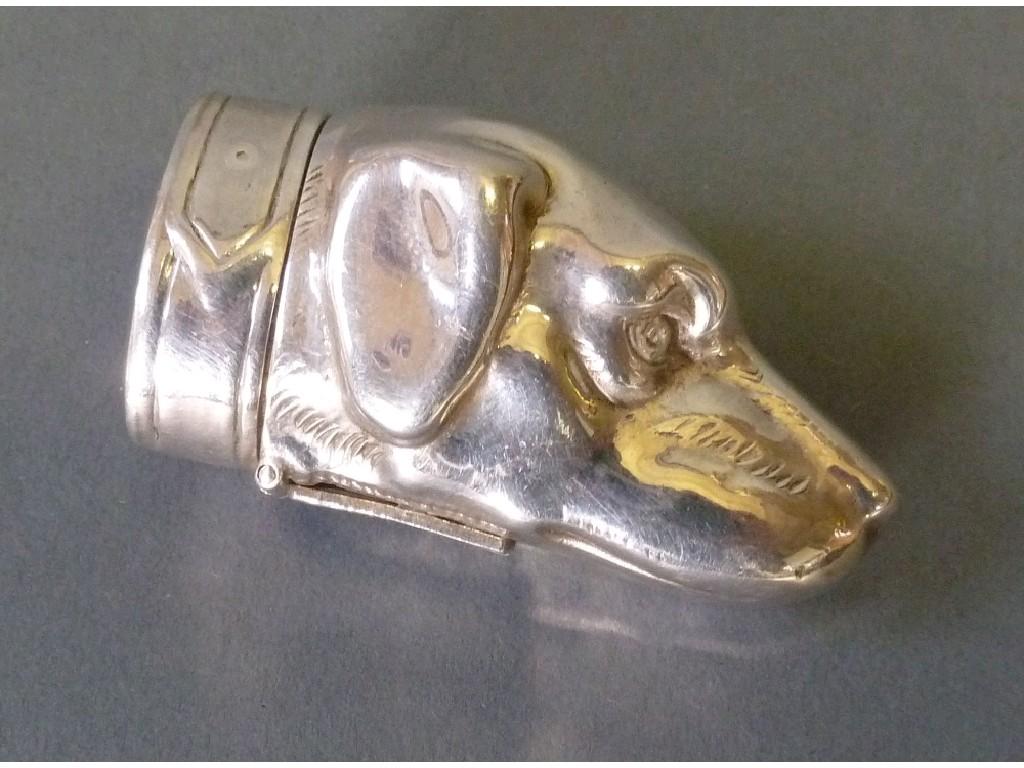 Appraisal: MODERN 'STERLING' SILVER 'DOGS HEAD' SNUFF OR VESTA BOX EST