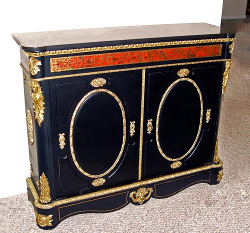 Appraisal: th C FRENCH NAPOLEON III BOULLE INLAY SIDE CABINET Heavy