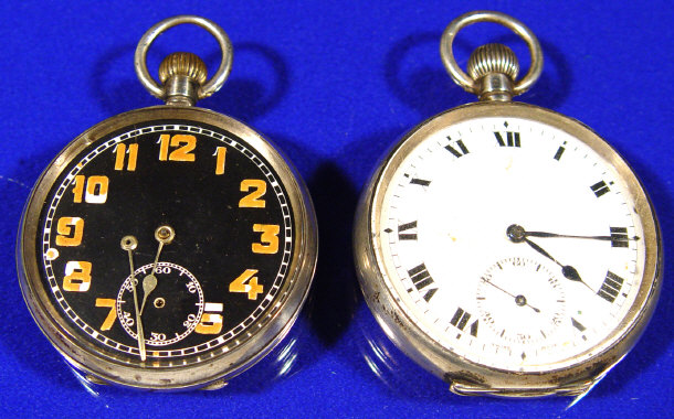 Appraisal: Silver pocket watch and a silver pocket watch with luminous