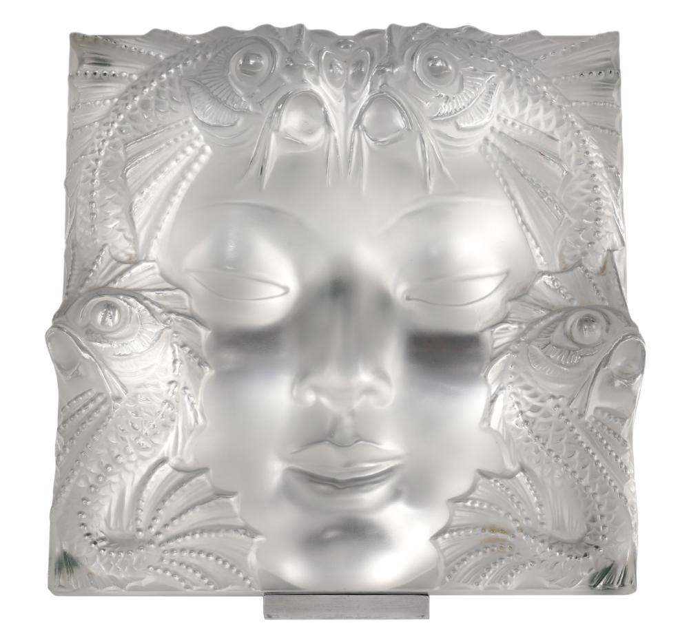 Appraisal: LALIQUE 'MASQUE DE FEMME' CRYSTAL PANELLalique clear and frosted pressed