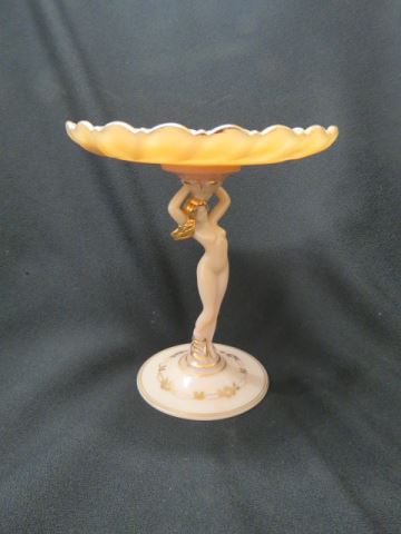 Appraisal: Cambridge Crown Tuscan Glass Compote figural nude base shell top