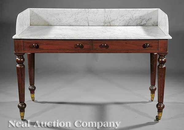 Appraisal: An Edwardian Mahogany Server late th c the marble top