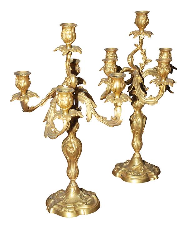 Appraisal: A PAIR OF ROCOCO STYLE GILT METAL CANDELABRA