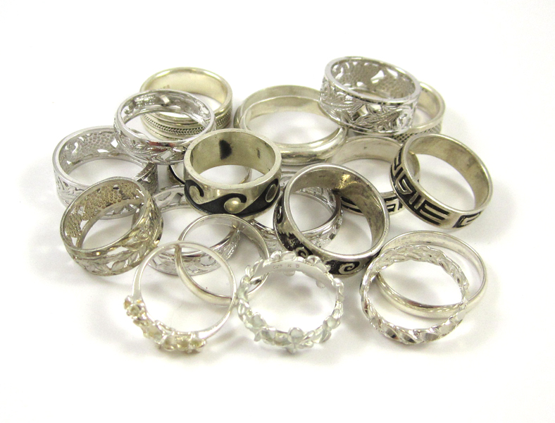 Appraisal: COLLECTION OF TWENTY STERLING SILVER RINGS together weighing grams Ring