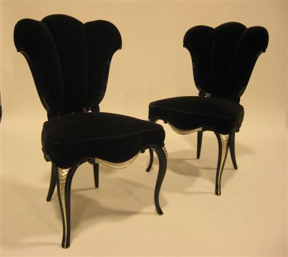 Appraisal: A pair of art deco style black lacquered chairs th