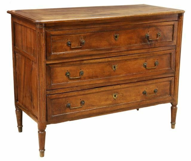 Appraisal: Louis XVI style walnut commode early th c rounded fluted