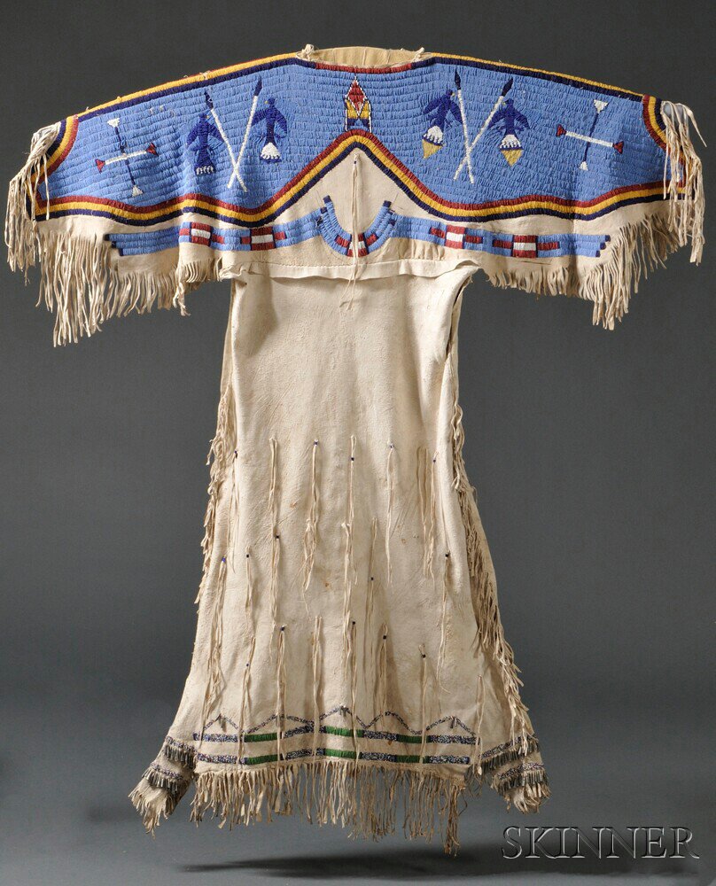 Appraisal: Lakota Pictorial Beaded Hide Dress c late th century fully