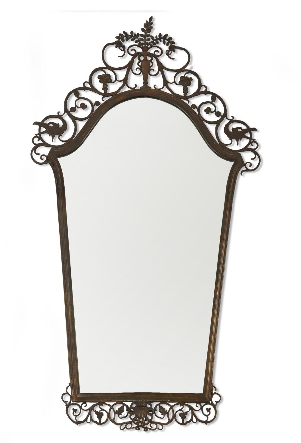 Appraisal: Oscar Bach - A bronze wall mirror Circa s Stamped