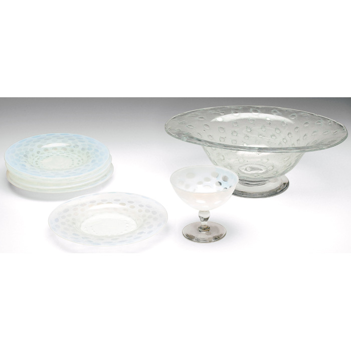 Appraisal: Libbey Nash plates set of five clear and white opalescent