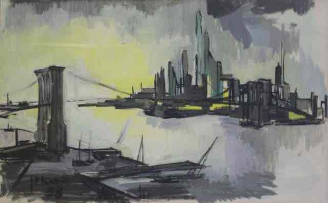 Appraisal: Signed Watercolor Cityscape Signed and dated lower left From a