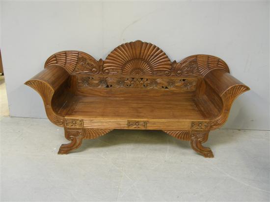 Appraisal: Sri Lankan indigenous carved wood loving seat with fan carved