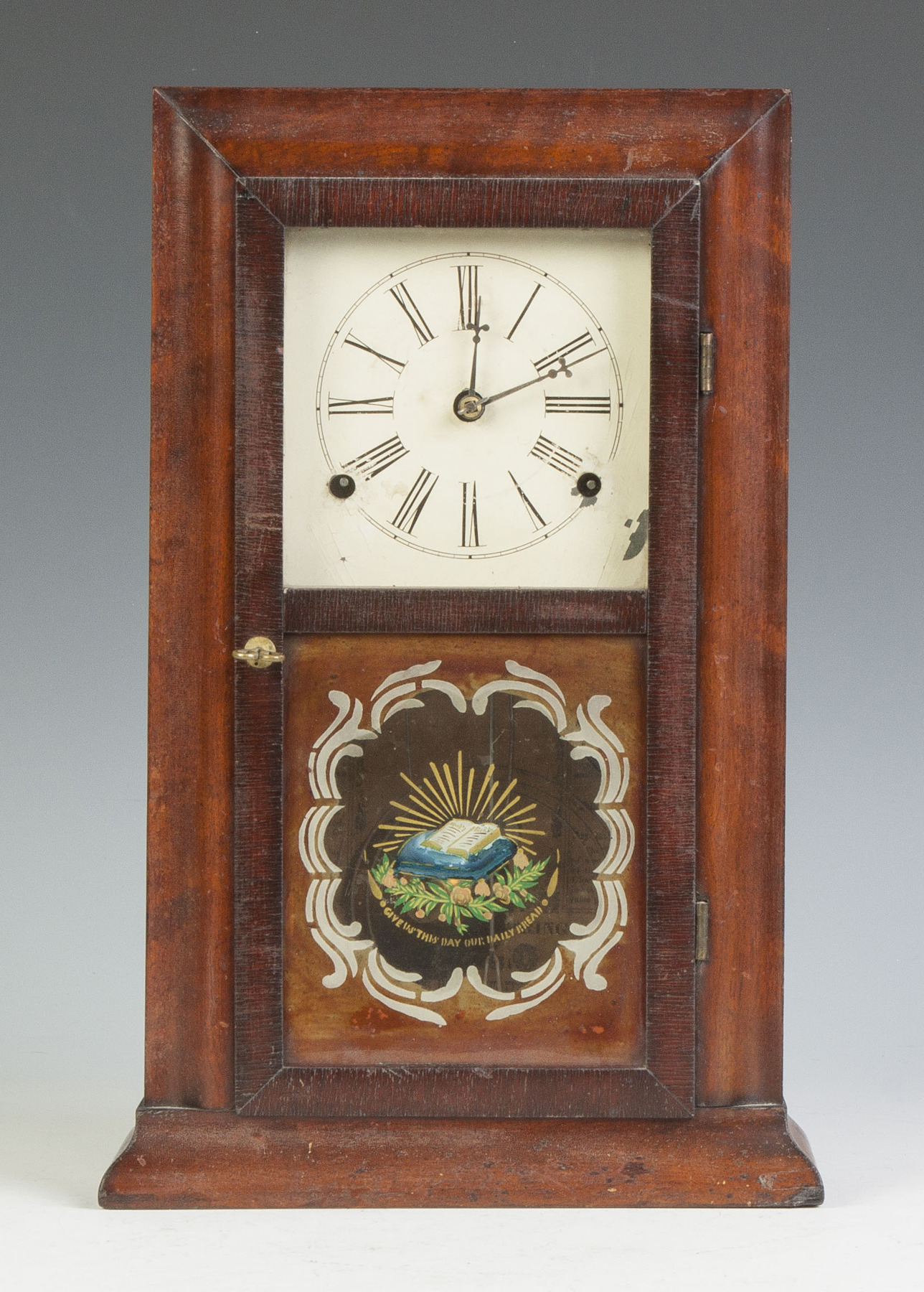 Appraisal: Smith Goodrich Miniature Reverse Ogee Shelf Clock Mahogany case old