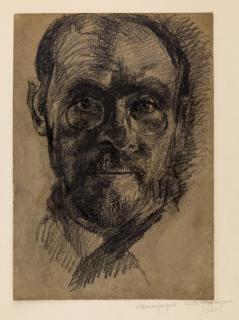 Appraisal: ARTUR FONVIZIN RUSSIAN - Self Portrait charcoal on paper x