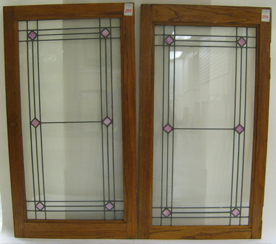 Appraisal: THREE LEADED GLASS WINDOWS American early th century including a