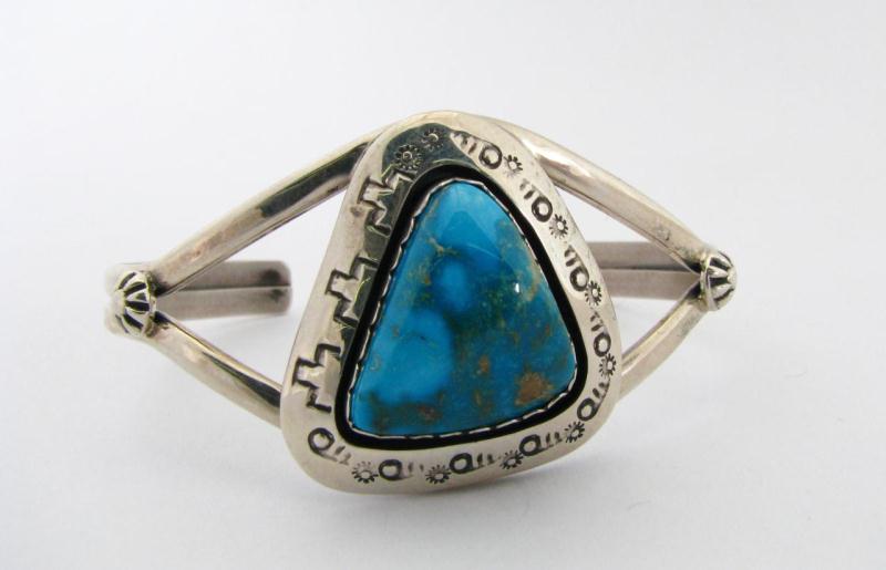 Appraisal: Ted Goodluck Native American Sterling Turquoise Cuff Bracelet signed with