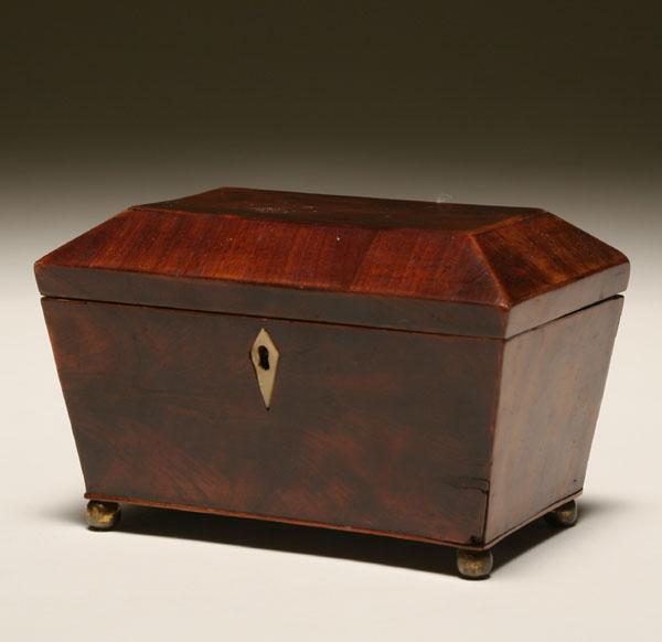 Appraisal: English tea caddy horn bone escutcheon and lid lifts brass