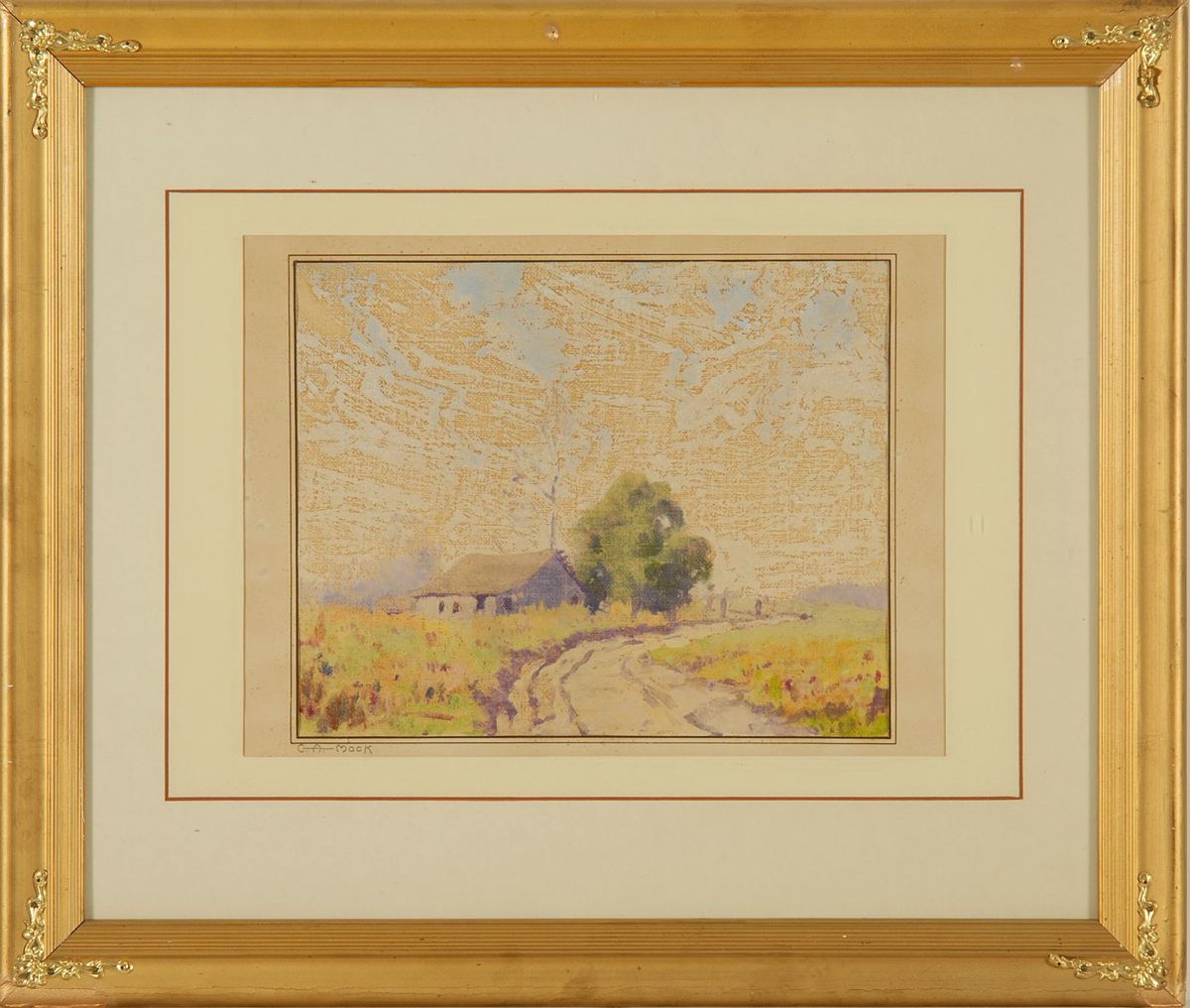 Appraisal: GEORGE ANDREW MOCKAmerican - Farmhouse on a country road Signed