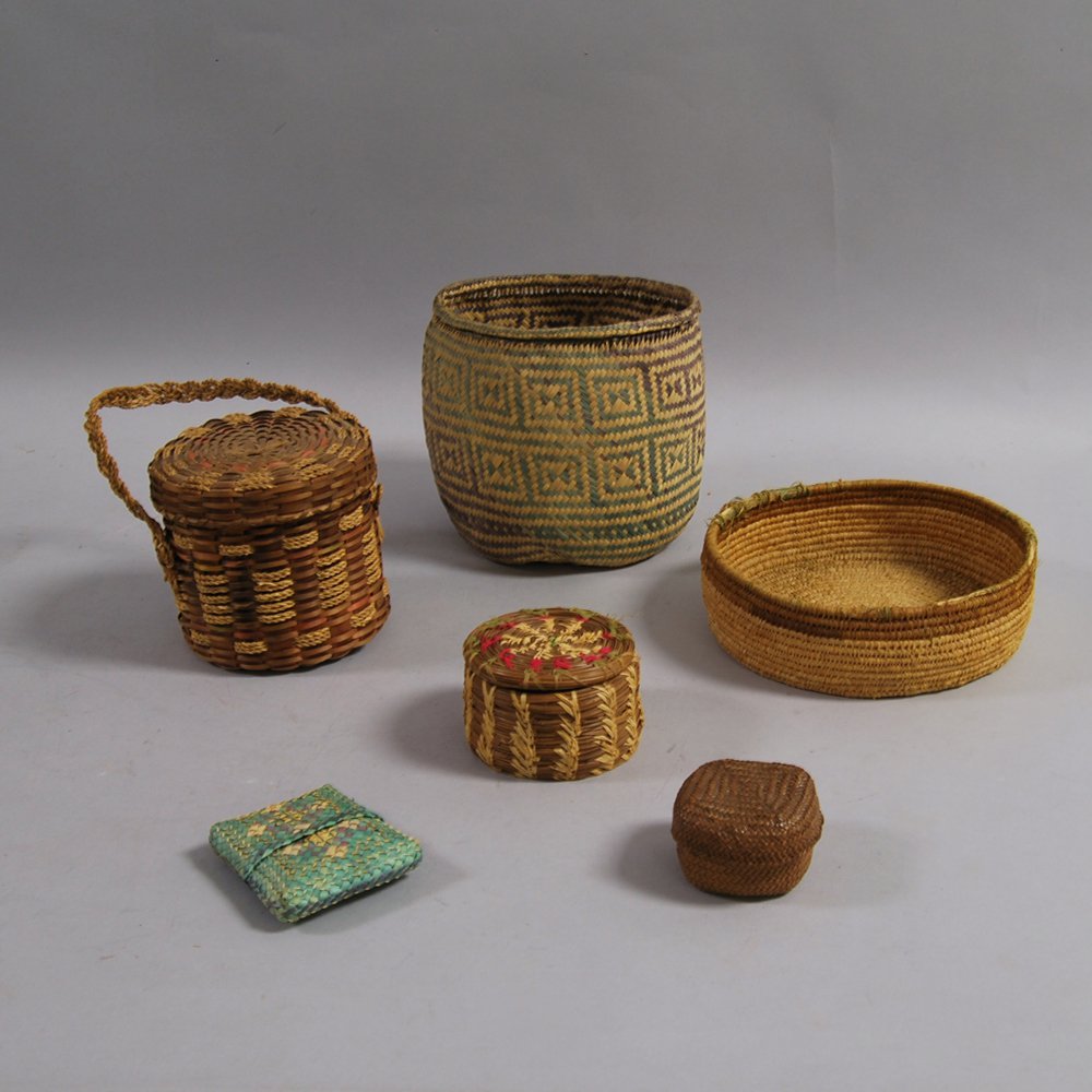 Appraisal: Six Mostly Basketry Items North and Central America five assorted