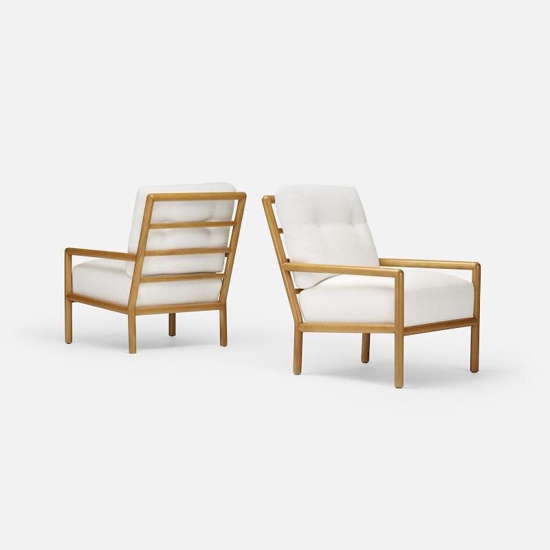 Appraisal: T H Robsjohn-Gibbings lounge chairs pair T H Robsjohn-Gibbings lounge