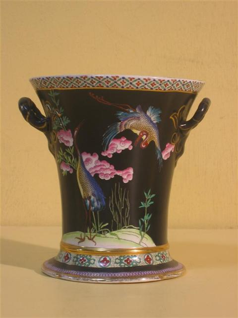 Appraisal: ENGLISH ORIENTALIST ENAMELED CACHE POT Late th century of flaring