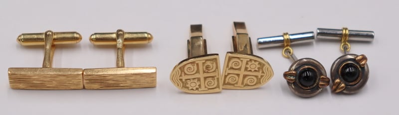 Appraisal: JEWELRY MEN'S KT GOLD JEWELRY GROUPING Including a pair of