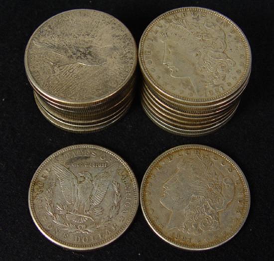 Appraisal: Roll of Mixed Peace Morgan Dollars All circulated dates range