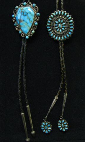 Appraisal: Two Native Amercian braided leather bolo ties with various patterned