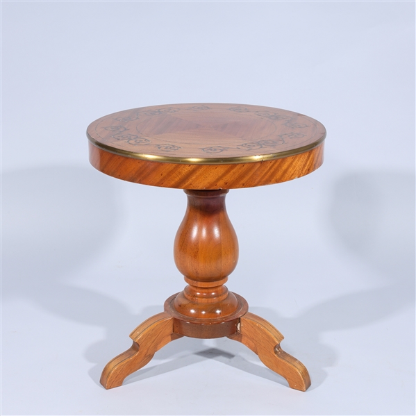 Appraisal: Small circular wooden side table with gilt rim and foliate