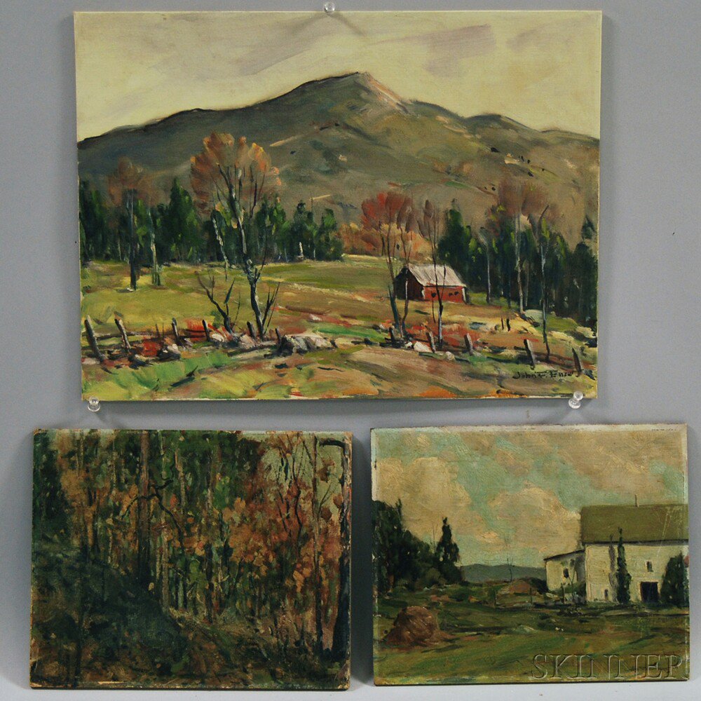 Appraisal: John F Enser American - Three Landscapes Mountain Pasture Autumn