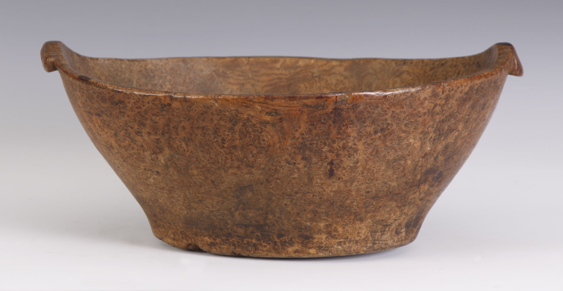 Appraisal: Late th Early th Century Oval Burl Bowl w Carved