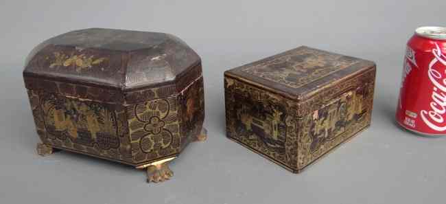 Appraisal: Lot th c Chinoisserie boxes '' W '' Ht square