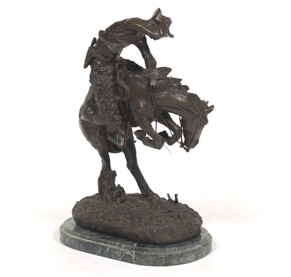 Appraisal: AFTER FREDERIC REMINGTON AMERICAN x x The Rattlesnake Bronze sculpture