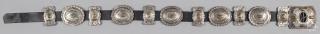 Appraisal: Two Navajo sterling silver concha belts the conchas set with