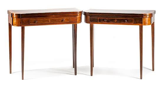 Appraisal: A Pair of George III Mahogany and Rosewood Flip-Top Tables