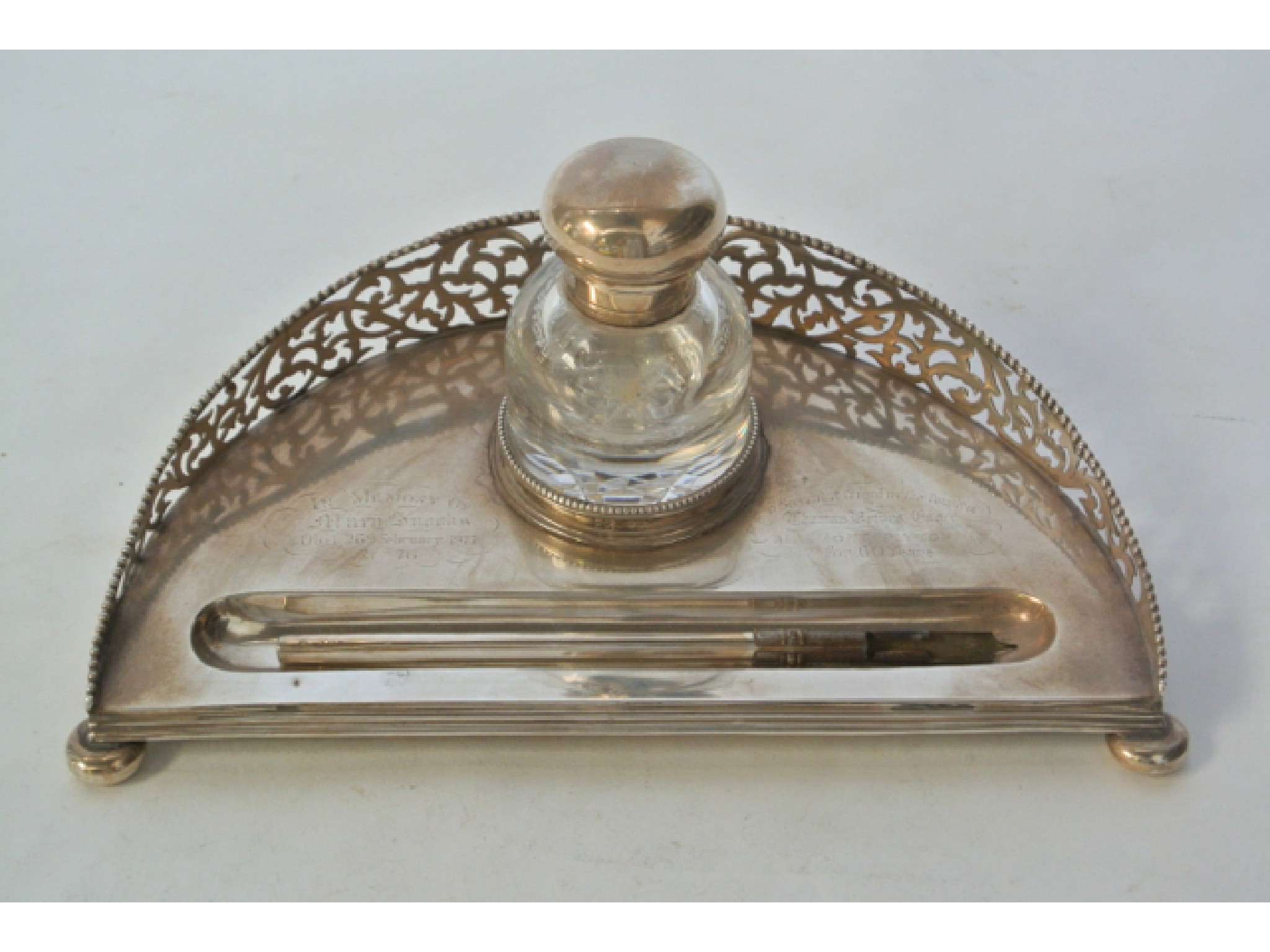 Appraisal: A Victorian silver inkstand Daniel Charles Houle London - the