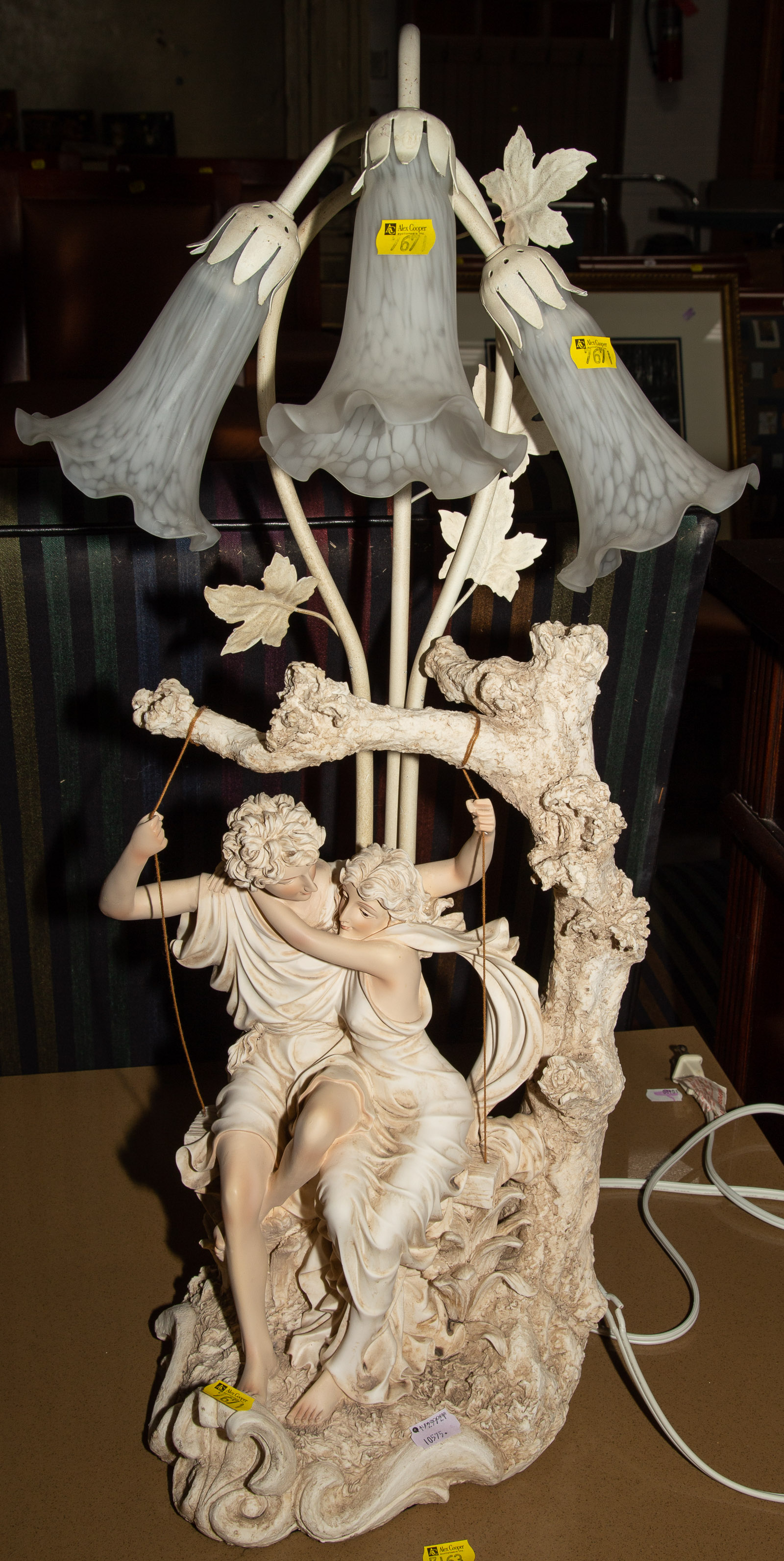 Appraisal: AN ITALIAN PAINTED BISQUE FIGURAL LAMP rd quarter th century