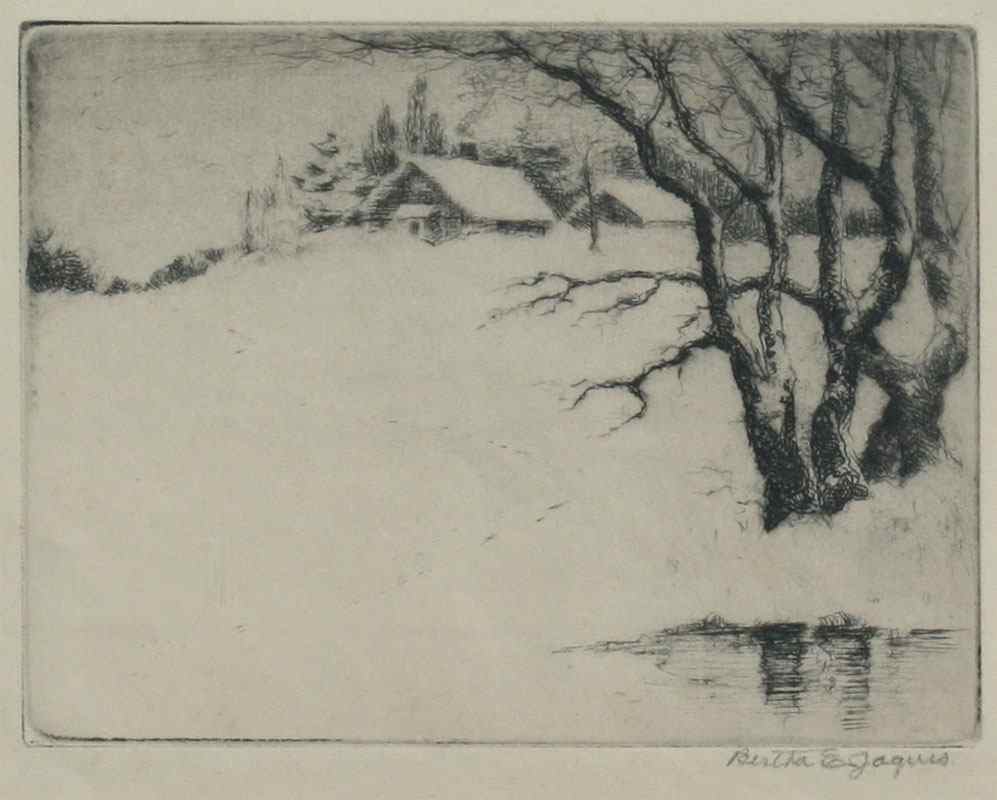 Appraisal: JAQUES Bertha Am - Quiet Snowy Landscape with Cottages and