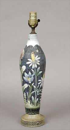 Appraisal: Mid- th-Century Painted Ceramic Lamp in overall