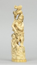 Appraisal: Carved Ivory Acrobatic Group Japanese ca late th Century signed