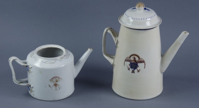 Appraisal: Two Pieces Chinese Export PorcelainCirca Including one teapot with braided