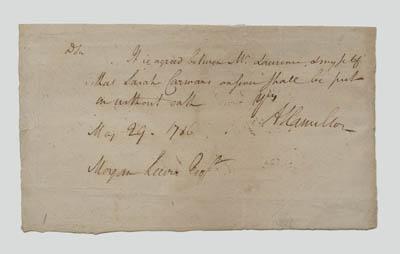 Appraisal: Alexander Hamilton autograph note D Sir It is agreed between