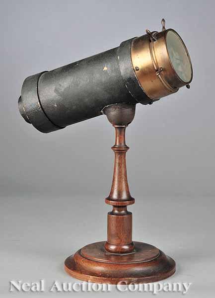 Appraisal: A Good Antique American Kaleidoscope on Stand textured paper-covered body