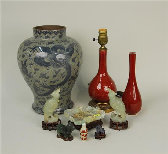 Appraisal: COLLECTION OF ASIAN OBJECTS including a dragon vase height inches