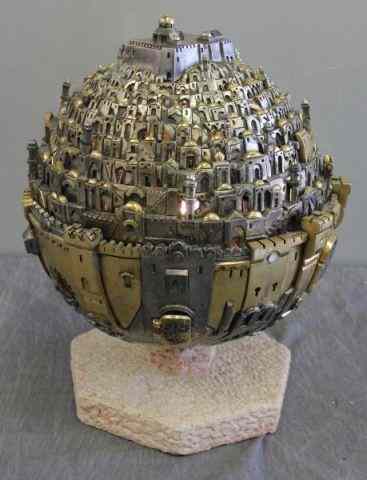 Appraisal: MEISLER Frank Jerusalem Sphere with OpeningGates A magnificent revolving metal