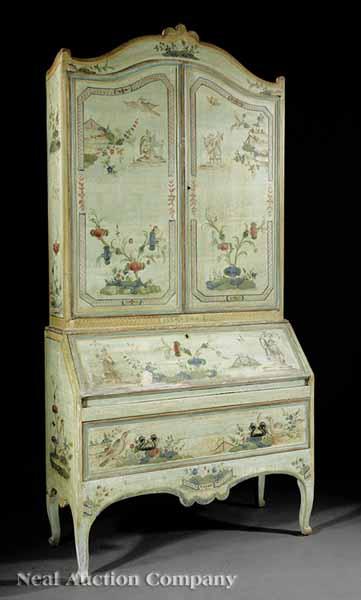 Appraisal: A Decorative Venetian-Style Paint-Decorated Secretary late th early th c