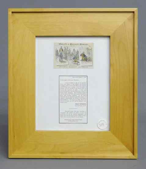 Appraisal: th c Trade card ''Fidelity Casualty Co of NY'' framed